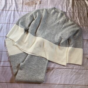 World Market 2 Piece Gray and Ivory Sweater Outfit Pants and Sweater Size L/XL